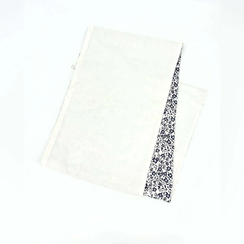 Sur la Table Floral Blue and Cream Cotton Table Runner 84 x 14